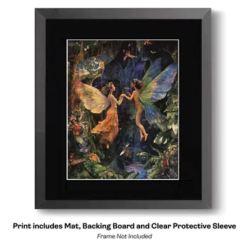 Art Nouveau Two baby Fairies Sleeping - 8"x8" Art Prints