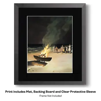 Retro Image View of Bonfire From Cliffs  8”x10” Art Print