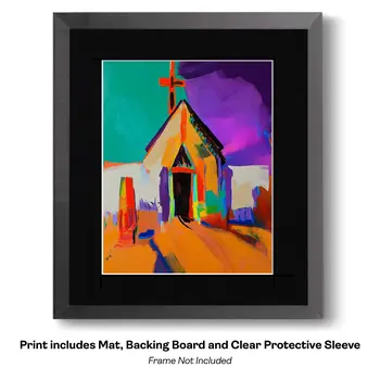 Chapel on the Plaza Abstract Impressionism - Southwestern Art Prints 8"x10" Artwork for 11"x14" Frame