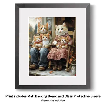Kitten Couple at the County Fair  - Anthropomorphic Cat Wall Art Prints – 8″x10″ Artwork for 11″x14″ Frame