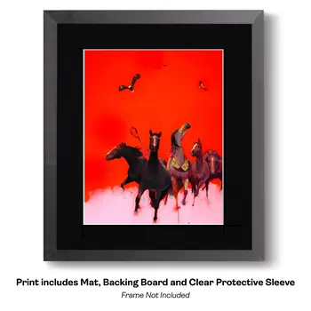 Red Horse Stampede - Southwestern Art Prints 8"x10" Artwork