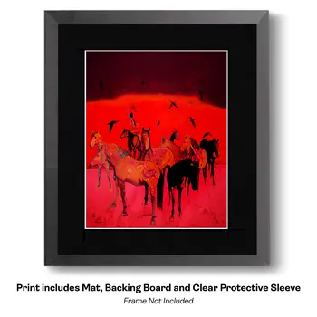 Red Horses 4 - Southwestern Art Prints 8"x10" Artwork for 11"x14" Frame