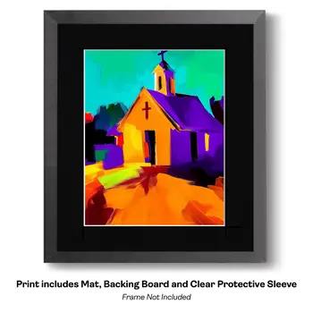Chapel on the Plaza Abstract Impressionism - Southwestern Art Prints 8"x10" Artwork for 11"x14" Frame