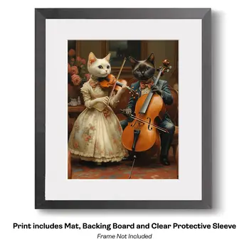 Kitten Couple at the County Fair  - Anthropomorphic Cat Wall Art Prints – 8″x10″ Artwork for 11″x14″ Frame