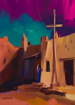 The Big Chapel Abstract Impressionism - Southwestern Art Prints 8"x10" Artwork for 11"x14" Frame
