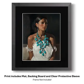 Suntanned Woman Wearing Turquoise - Southwestern Art Prints 8"x10" Artwork for 11"x14" Frame