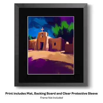 Chapel on the Plaza Abstract Impressionism - Southwestern Art Prints 8"x10" Artwork for 11"x14" Frame