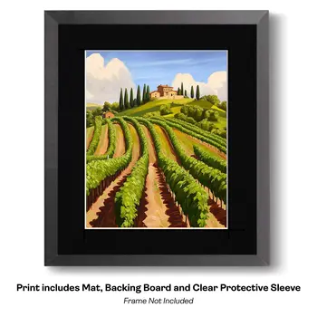 Italian Vineyard - Wine Wall Art Prints – 8″x10″ Artwork for 11″x14″ Frame