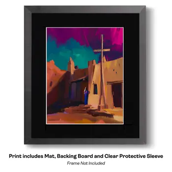 Chapel on the Plaza Abstract Impressionism - Southwestern Art Prints 8"x10" Artwork for 11"x14" Frame