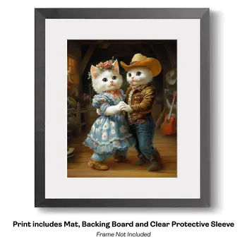 Kitten Couple at the County Fair  - Anthropomorphic Cat Wall Art Prints – 8″x10″ Artwork for 11″x14″ Frame