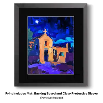Chapel on the Plaza Abstract Impressionism - Southwestern Art Prints 8"x10" Artwork for 11"x14" Frame