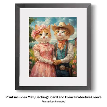 Kitten Couple at the County Fair  - Anthropomorphic Cat Wall Art Prints – 8″x10″ Artwork for 11″x14″ Frame