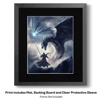 Unicorn Wolf Hybrid Forest Creature art print - Fantasy Quest Adventure Prints – 8″x10″ Artwork in 12″x14″ Mats