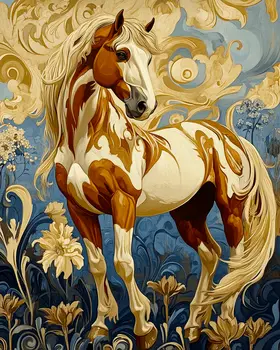 Abstract Paint Horse - Equine Art Prints – 8″x10″ Artwork for 11″x14″ Frame