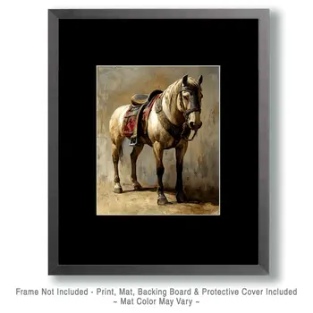 Tired Horse - Equine Art Prints – 8″x10″ Artwork for 11″x14″ Frame