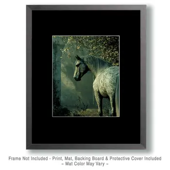 Horse Outside Castle Wall - Equine Art Prints – 8″x10″ Artwork for 11″x14″ Frame