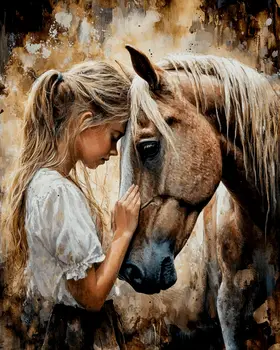 A Bond Between Girl and Her Horse - Equine Art Prints – 8″x10″ Artwork for 11″x14″ Frame