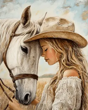 A Girl and Her Horse Kinship - Equine Art Prints – 8″x10″ Artwork for 11″x14″ Frame