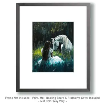 Evening Girl and Her Horse - Equine Art Prints – 8″x10″ Artwork for 11″x14″ Frame