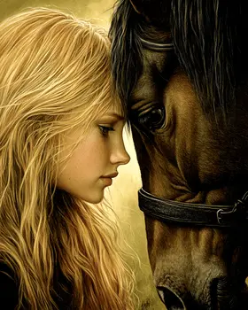 A Moment Between a Girl and Her Horse - Equine Art Prints – 8″x10″ Artwork for 11″x14″ Frame
