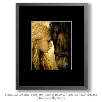 A Moment Between a Girl and Her Horse - Equine Art Prints – 8″x10″ Artwork for 11″x14″ Frame