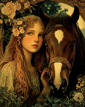 Vintage Nouveau Horse - Vintage Equine Art Prints – 8″x10″ Artwork for 11″x14″ Frame