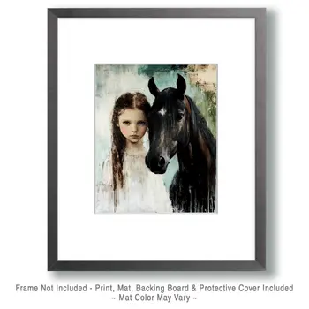 Two Stars - A Girl and Her Horse - Equine Art Prints – 8″x10″ Artwork for 11″x14″ Frame