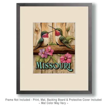 Two Hummingbirds - Missouri Art Prints – 8″x10″ Artwork for 11″x14″ Frame