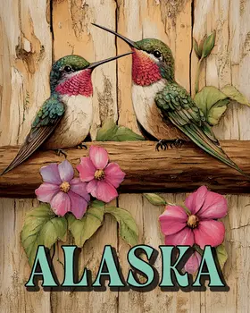 Two Hummingbirds - Alaska Art Prints – 8″x10″ Artwork for 11″x14″ Frame