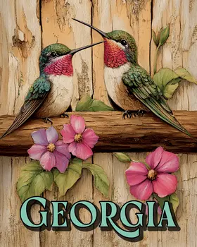 Two Hummingbirds - Georgia Art Prints – 8″x10″ Artwork for 11″x14″ Frame