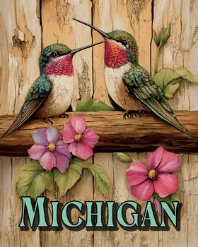 Two Hummingbirds - Michigan Art Prints – 8″x10″ Artwork for 11″x14″ Frame