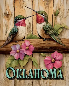 Two Hummingbirds - Oklahoma Art Prints – 8″x10″ Artwork for 11″x14″ Frame