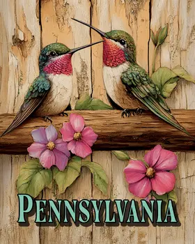 Two Hummingbirds - Pennsylvania Art Prints – 8″x10″ Artwork for 11″x14″ Frame