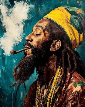 Rastafarian Smoking - Marijuana Wall Art Prints – 8″x10″ Artwork for 11″x14″ Frame