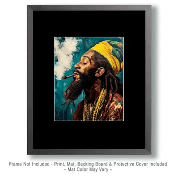 Rastafarian Smoking - Marijuana Wall Art Prints – 8″x10″ Artwork for 11″x14″ Frame