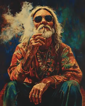 Hippie Smoking - Marijuana Wall Art Prints – 8″x10″ Artwork for 11″x14″ Frame