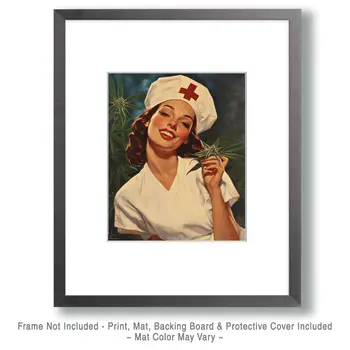Nurse Smoking - Marijuana Wall Art Prints – 8″x10″ Artwork for 11″x14″ Frame