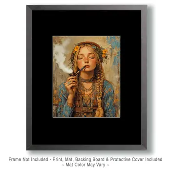 Young Hippie Smoking - Marijuana Wall Art Prints – 8″x10″ Artwork for 11″x14″ Frame