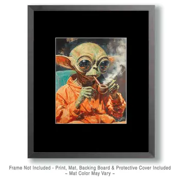 Alien Smoking - Marijuana Wall Art Prints – 8″x10″ Artwork for 11″x14″ Frame