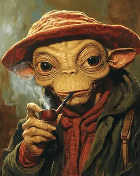 Mellow Alien Smoking - Marijuana Wall Art Prints – 8″x10″ Artwork for 11″x14″ Frame