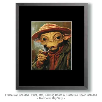 Mellow Alien Smoking - Marijuana Wall Art Prints – 8″x10″ Artwork for 11″x14″ Frame
