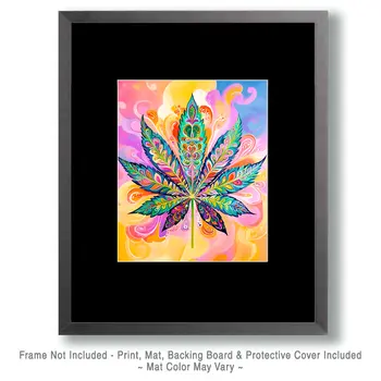 BOHO Leaf - Marijuana Wall Art Prints – 8″x10″ Artwork for 11″x14″ Frame