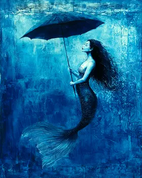 Siren with Sense of Humor - Mermaid Wall Art Prints – 8″x10″ Artwork for 11″x14″ Frame