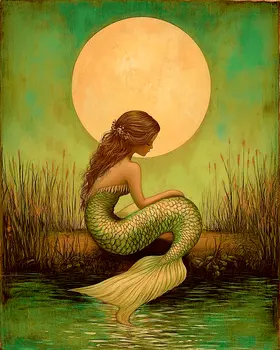 Melancholy Siren - Mermaid Wall Art Prints – 8″x10″ Artwork for 11″x14″ Frame