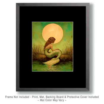 Melancholy Siren - Mermaid Wall Art Prints – 8″x10″ Artwork for 11″x14″ Frame