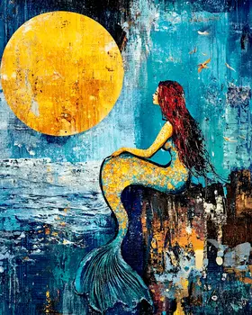 Siren Waits - Mermaid Wall Art Prints – 8″x10″ Artwork for 11″x14″ Frame