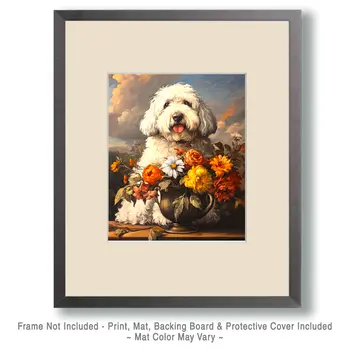 Old English Sheep Dog Painting - Pet Dog Still Life Wall Art Prints – 8″x10″ Artwork for 11″x14″ Frame