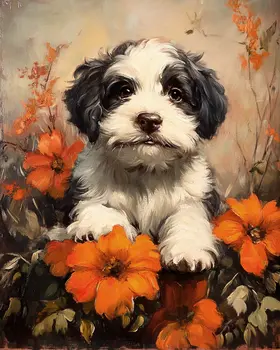 Old English Sheep Dog Puppy - Pet Dog Still Life Wall Art Prints – 8″x10″ Artwork for 11″x14″ Frame