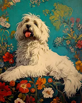 Vintage Old English Sheep Dog - Pet Dog Still Life Wall Art Prints – 8″x10″ Artwork for 11″x14″ Frame