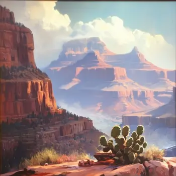 Southwestern Cliff Dreamscape - Classic Landscape 8"x8" Art Print